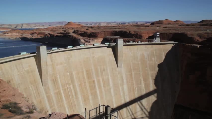 The Colorado River flowing into the Glen Canyon Dam in Page, Arizona.