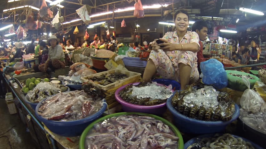 SIEM REAP - FEB 2: Indoor Fish market in Siem Reap Cambodia on February 2nd  2013