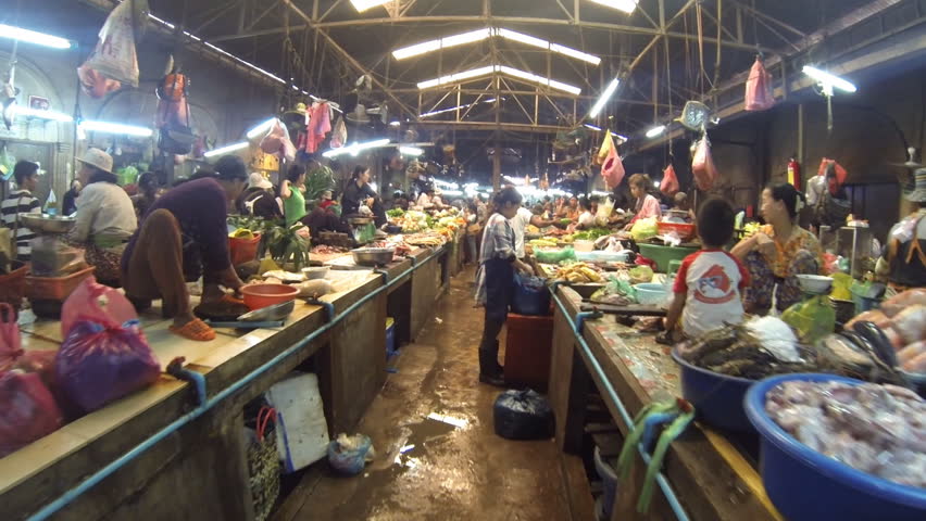 SIEM REAP - FEB 2: Indoor Fish market in Siem Reap Cambodia on February 2nd  2013