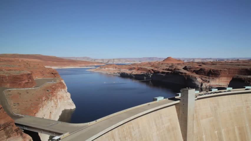 The Colorado River flowing into the Glen Canyon Dam in Page, Arizona.