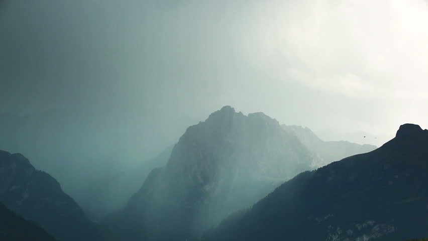 Clouds over mountains.
