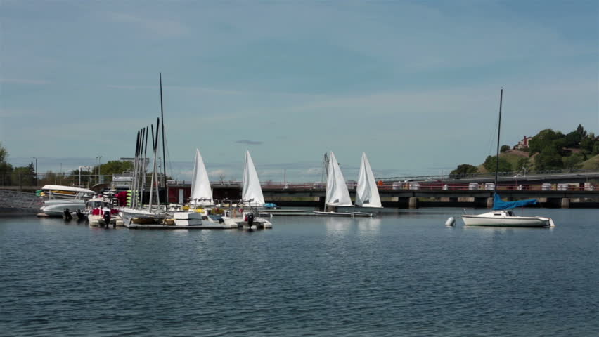 Sailboats recreation Folsom Lake Sacramento California. Recreation facility on Folsom Lake near Sacramento California. Water reservoir formed by Nimbus Dam across the American River. Sailboat fun.