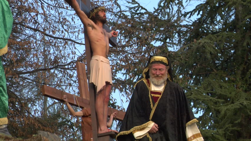 ROMAGNANO SESIA, ITALY - march 31: Via Crucis (Way of the Cross). Representation of Jesus crucifixion on March 31, 2013 in Romagnano Sesia, Italy