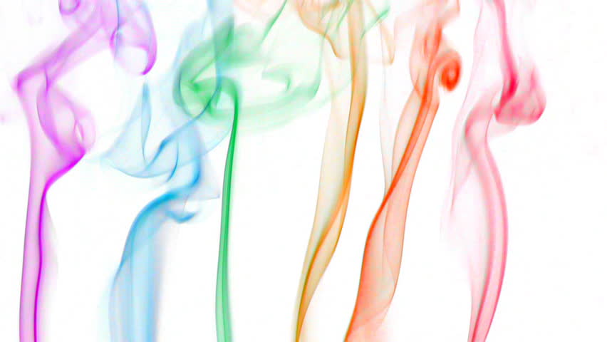 Colored fluid slow motion on white background