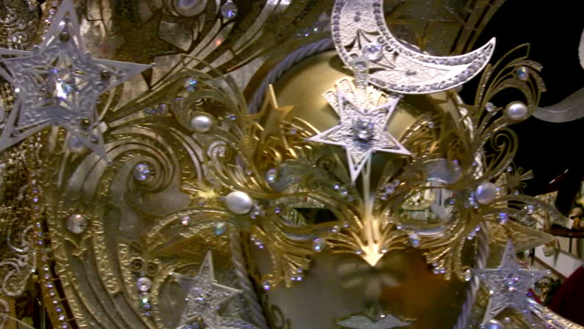 Venice. Evening. Show-window of shop of masks