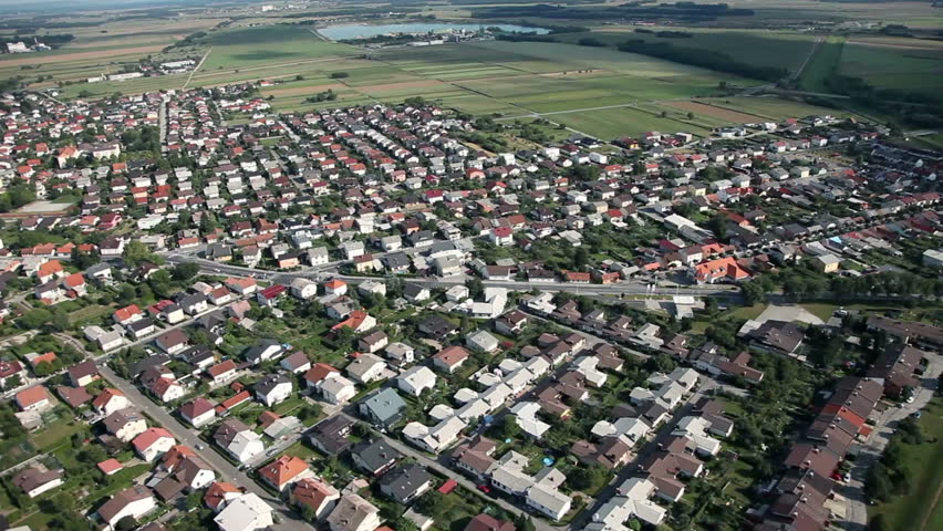 Shot of a small settlement from the sky