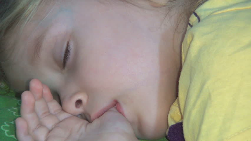 Sleeping Child, Sleeping Little Girl Sucking Thumb, Habits of Children