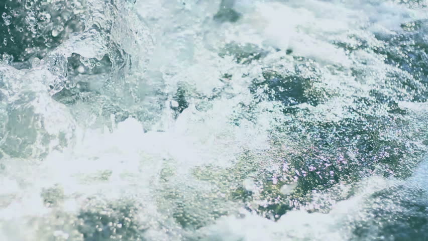 Pure Mountain Water Falling and Splashing in Slow Motion Nature Background HD