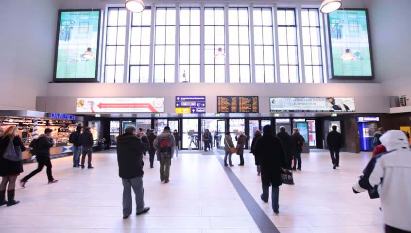 DUSSELDORF, GERMANY â MARCH 8: The Central station offers all modes of rail transport and is frequented by more than a quarter million passengers per day. March 8, 2013,  DÃ¼sseldorf, Germany
