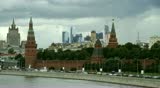Moscow, Russia, night view on Kremlin, city complex and building of the Ministry of Internal Affairs.