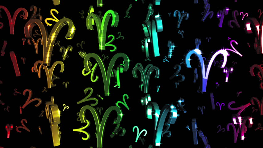 Looping Rainbow Zodiac Aries Symbols Falling