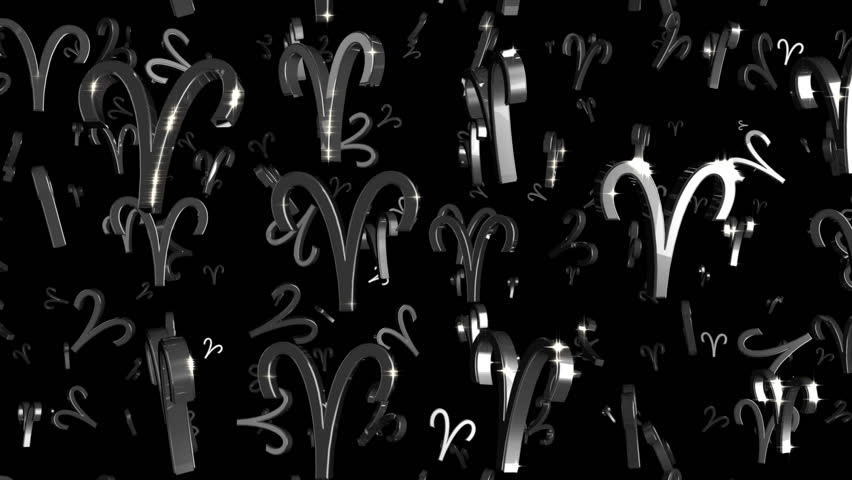 Looping Silver and Gold Zodiac Aries Symbols Falling