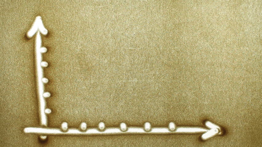 Business Graph, drawn by a finger on sand, Sand Painting