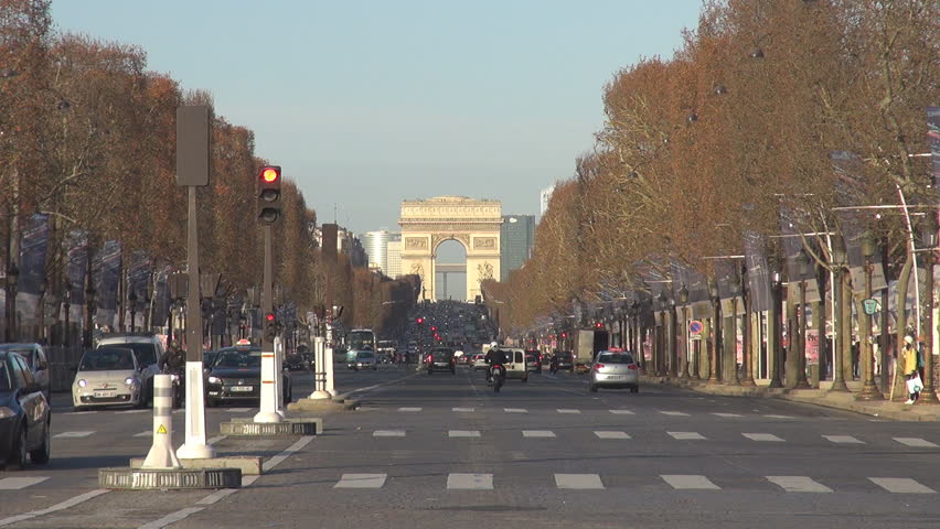 PARIS, FRANCE - DECEMBER 25, 2011, Amazing Arc de Triomphe in Paris and traffic street