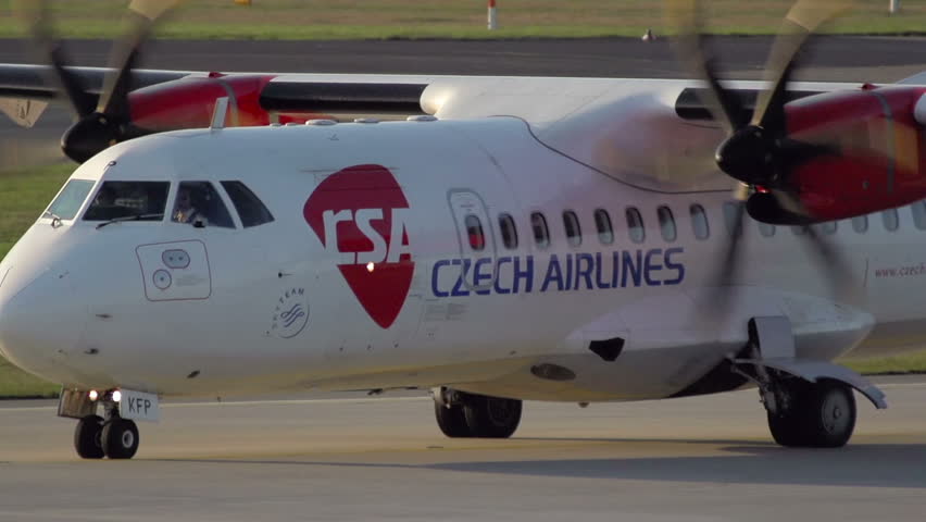 FRANKFURT, GERMANY - APRIL 25: Airplane from Czech Airlines on the Frankfurt Airport runway  April 25, 2013 