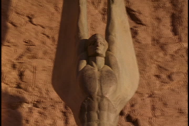 NEVADA - ARIZONA BORDER - CIRCA MARCH 1997: Camera dollies around bronze statue, one of the Winged Figures of the Republic, by Oskar J.W. Hansen