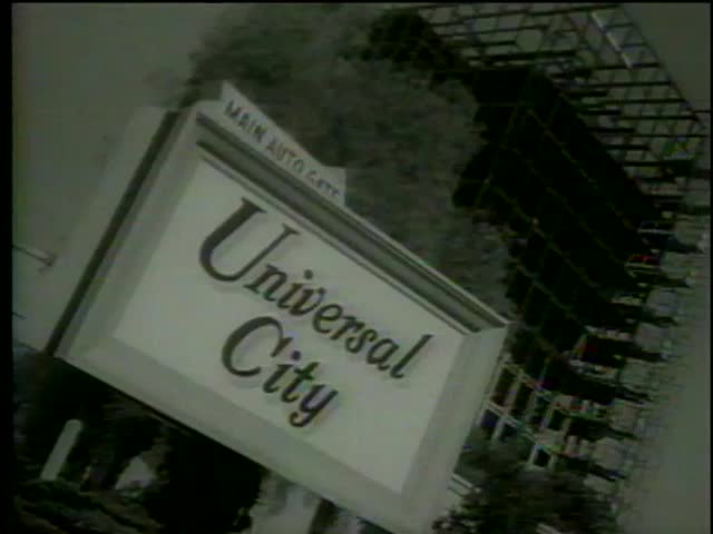 The main auto gate at Universal City, CA circa 1964-MGM PICTURES, UNIVERSAL-INTERNATIONAL NEWSREEL, USA, filmed in 1964