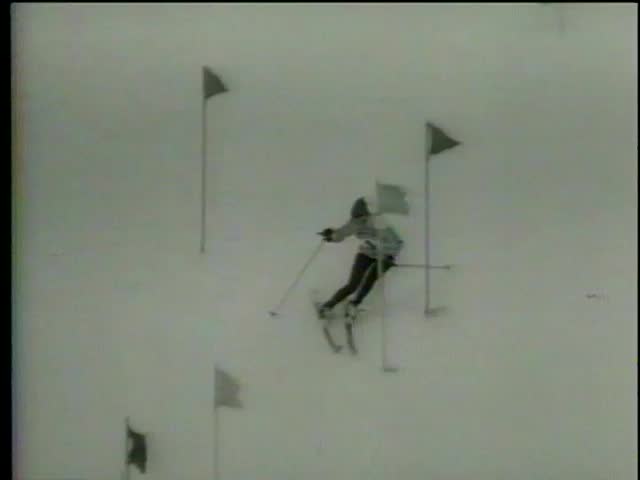 Slalomist Jean Saubert, USA, participates at IX Olympic Winter Games in Innsbrook, Austria circa 1964. She will win Bronze Medal-MGM PICTURES, UNIVERSAL-INTERNATIONAL NEWSREEL, USA, filmed in 1964  