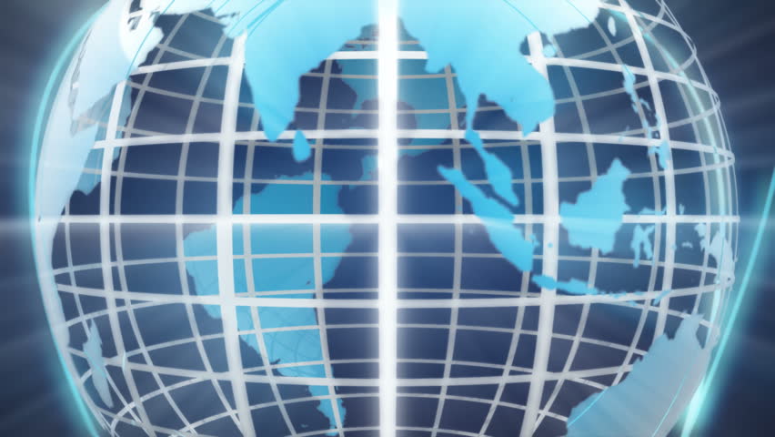Animated sci-fi globe showing inter-connectivity, communication and global networking.