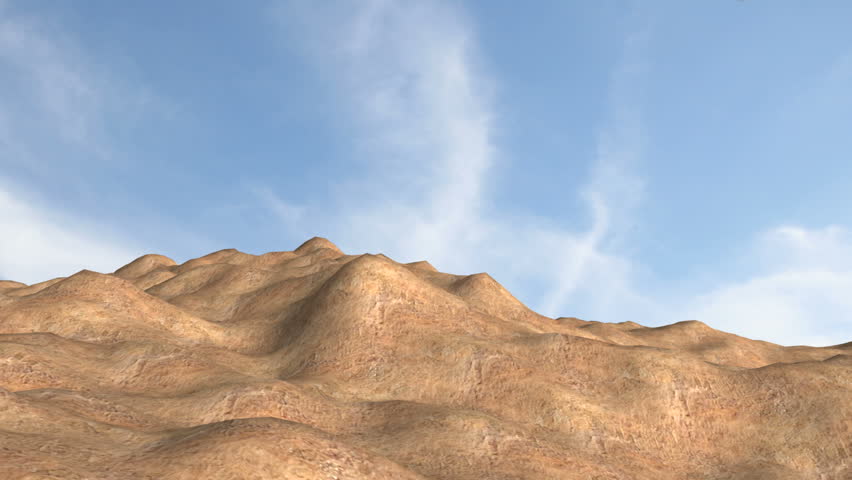 A Predator drone armed with hellfire missiles flying over Afghanistan. (3d animation)