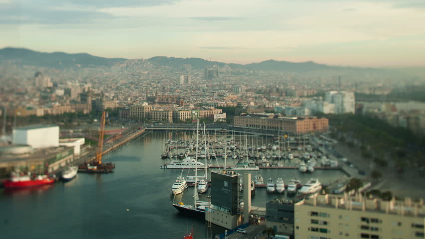 timelapse of the beautiful barcelona skyline shot from a high vantage point