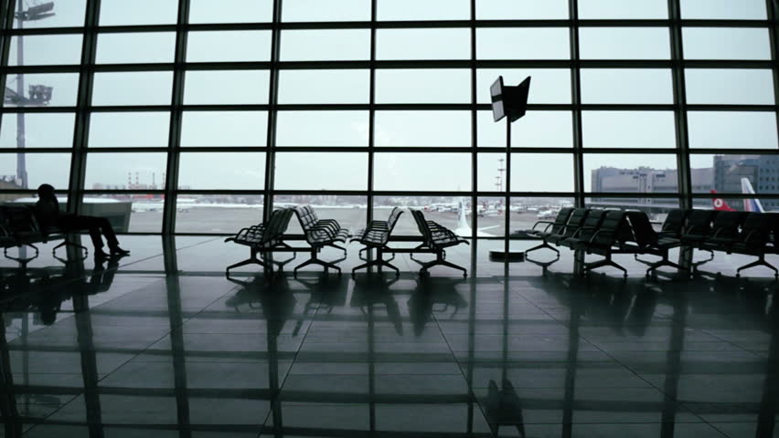 Airport Terminal Gate dolly shot