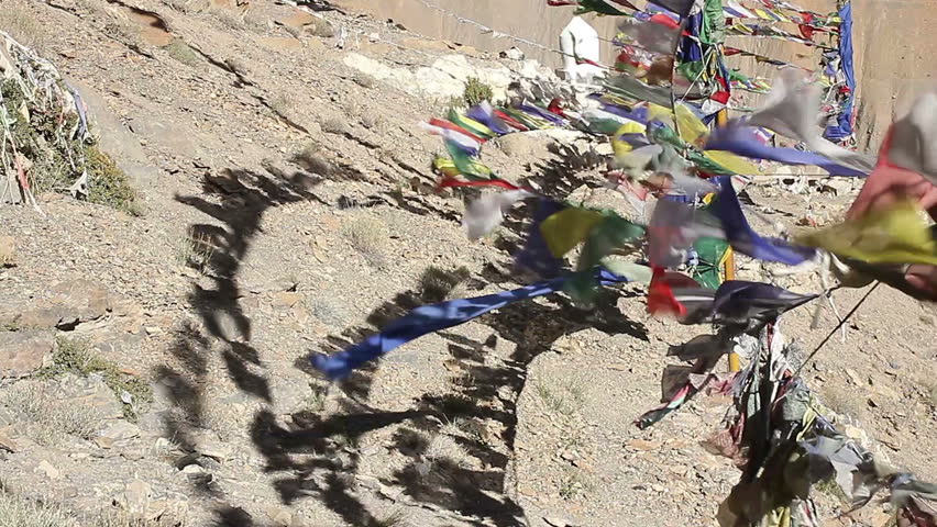 Tibetan flags with shadow