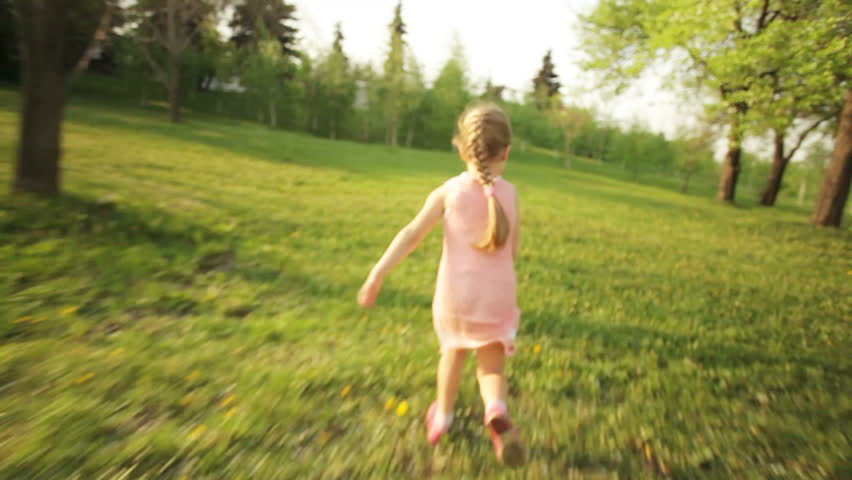 Little Girl Running Along Path Track In Nature Stock Footage Video ...