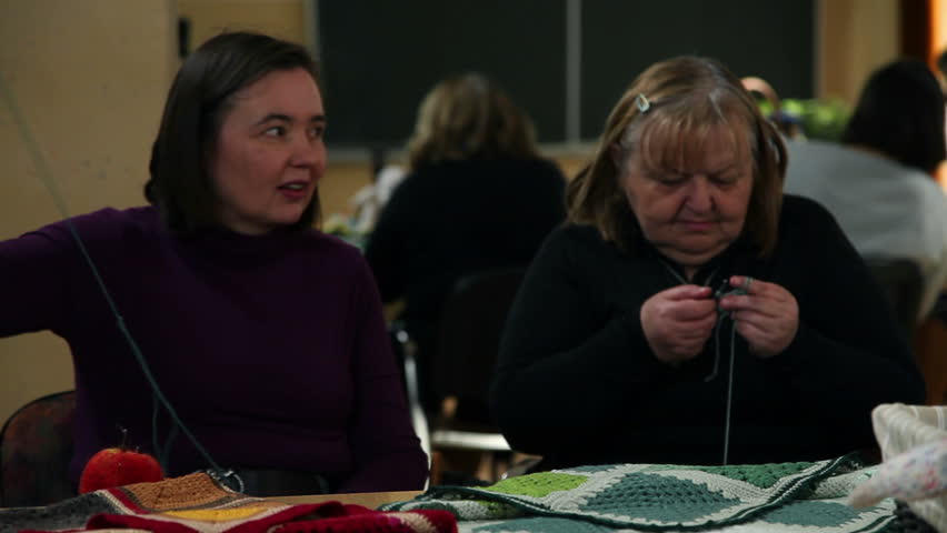 Shot of participants of the Knitting course during the class