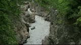 White River in the granite gorge, Republic of Adygea, pollution, agriculture, volcano