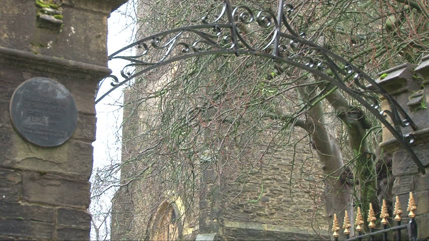 Gate and entrance to a churchyard.