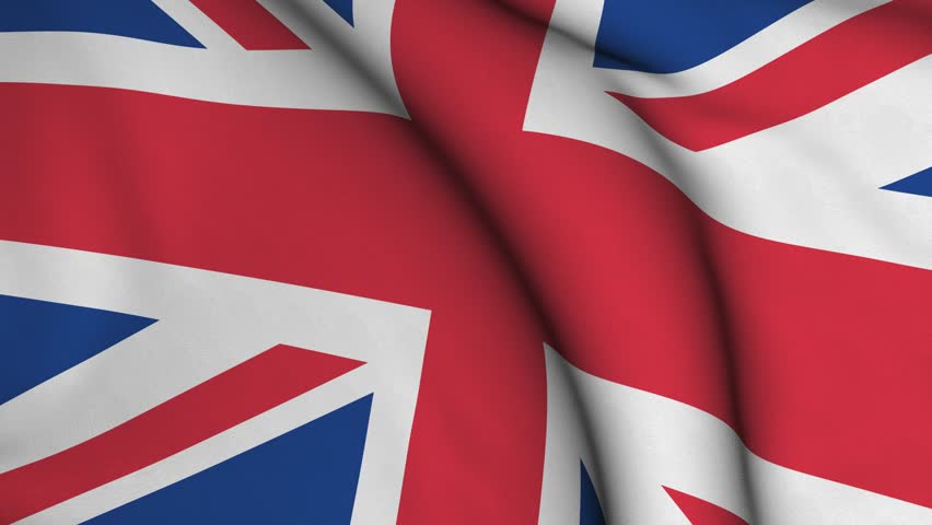 Seamless looping high definition video closeup of the British flag with accurate design and colors and a detailed fabric texture.