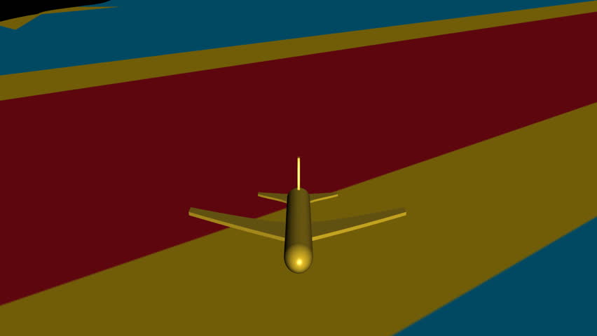 Plane taking off from Democratic Republic of Congo map flag animation
