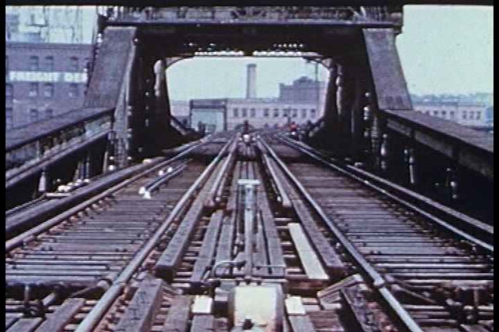 1950s - Impressionistic picture of the Third Avenue Elevated Railway in Manhattan, New York City, before it was demolished.
