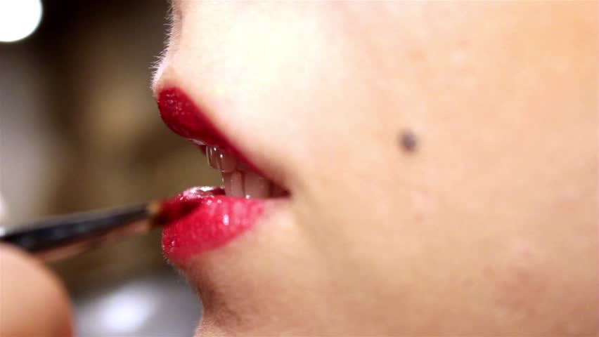 professional makeup artist paints a model lips,makeup, professional makeup,
