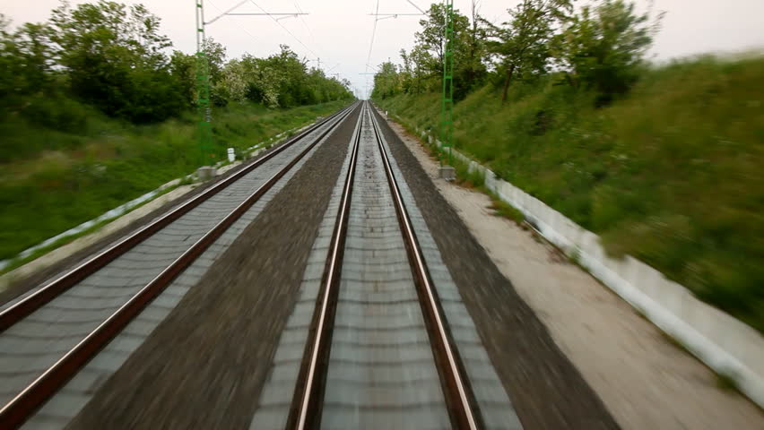 Moving train point of view footage