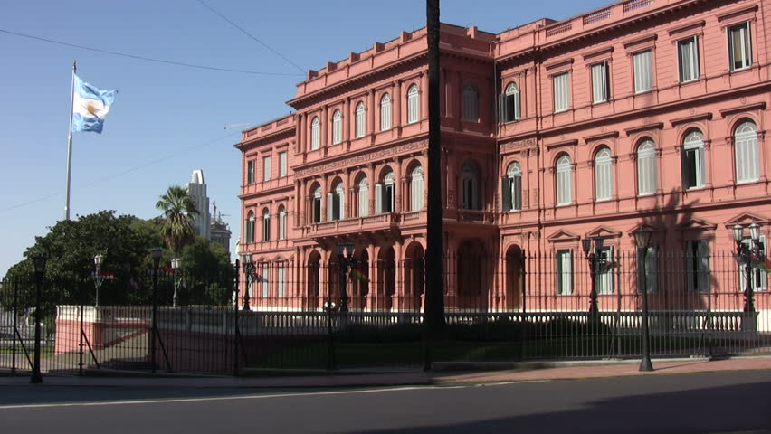 April 26, 2009: Side (north) face of the Casa Rosada, the government building and presidential palace of Argentina at Plaza de Mayo, Buenos Aires.