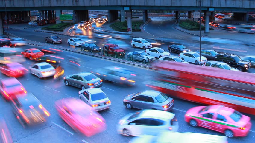 Traffic in the evening. Chaos in rush hour.