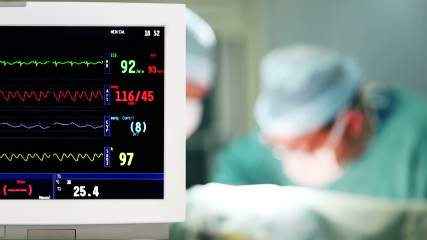 Surgery in operation room. Edited Sequence of shots.