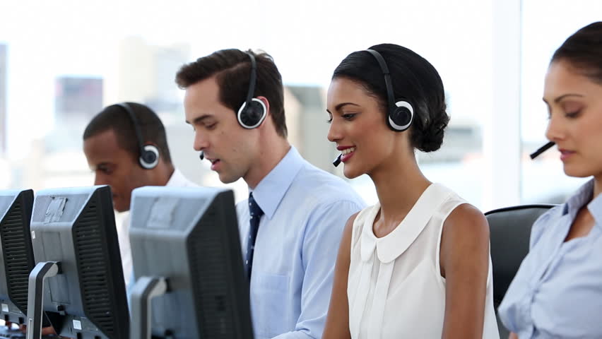 Business people working in a call centre