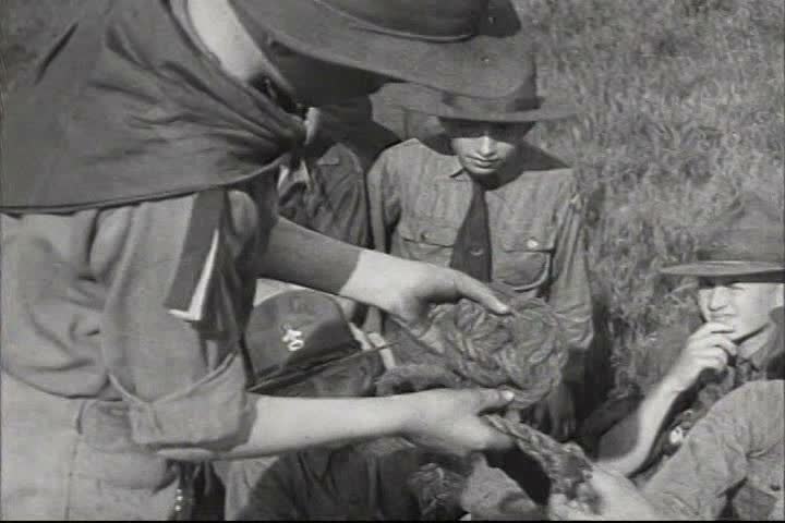1910s - Boy scouts camp in the woods in 1918.