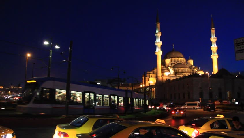 Eminonu Square at night in Istanbul
