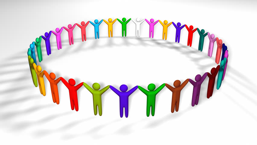 Diverse Group of  3d people holding hands