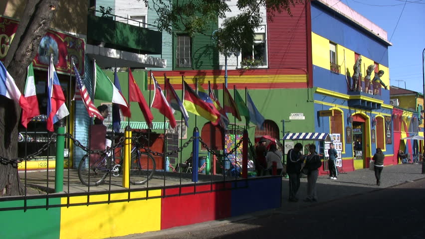 May 19, 2009: Colorful buildings at the popular Caminito walk, Buenos Aires, Argentina (source HDV 1080i50, Can. HV30).