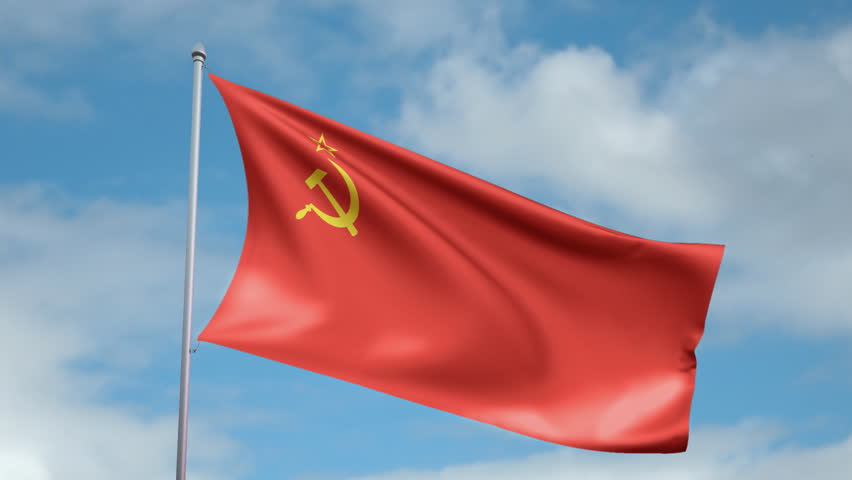 HD 1080p clip of a slow motion waving flag of the Soviet Union. Seamless, 12 seconds long loop. 