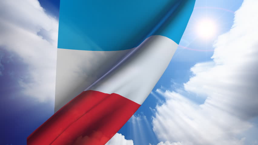 French flag animation with real time-lapse clouds.