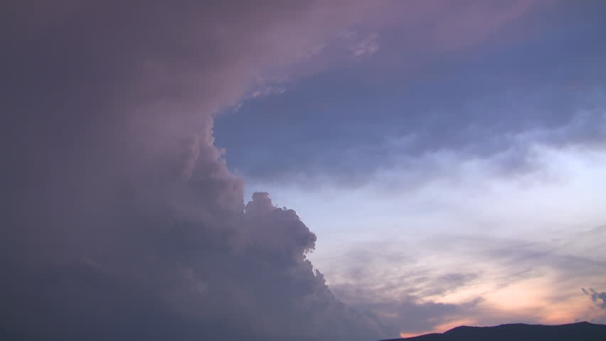 Dramatic sky after thunderstorm in mountains, clouds quickly change forms, timelapse, HD
