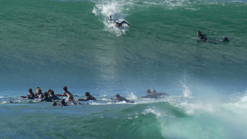 Surfer Rides Big Barrel, Wave Tube, Surfing