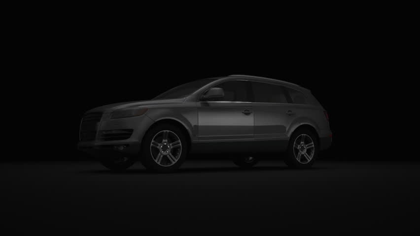 Light streaks flying over a car. SUV car 