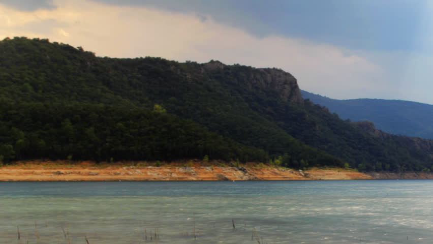 shot of pantano de boadella lake in catalyna spain 